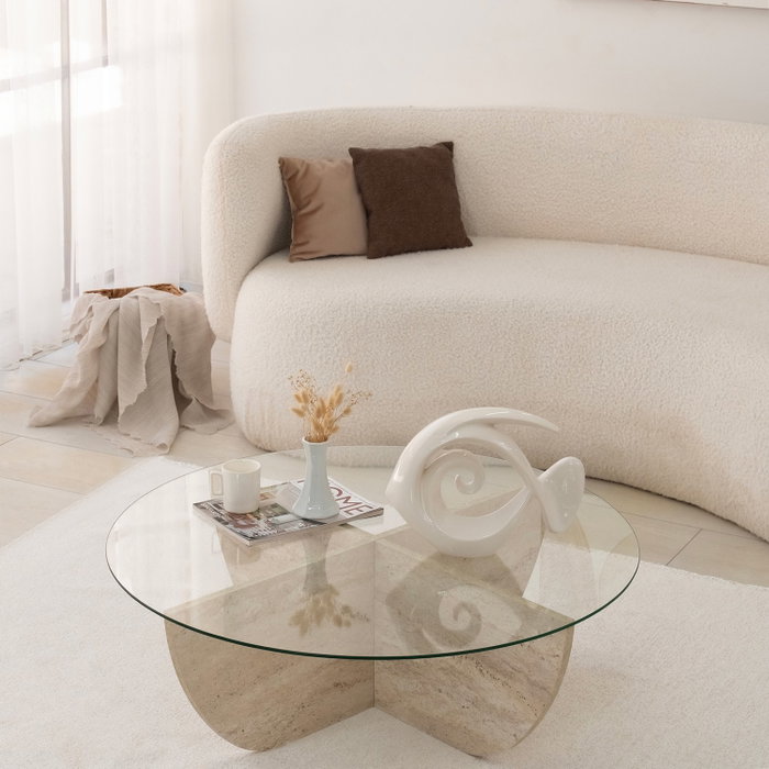 Hanah Home Mesa de café Lily en color Travertino